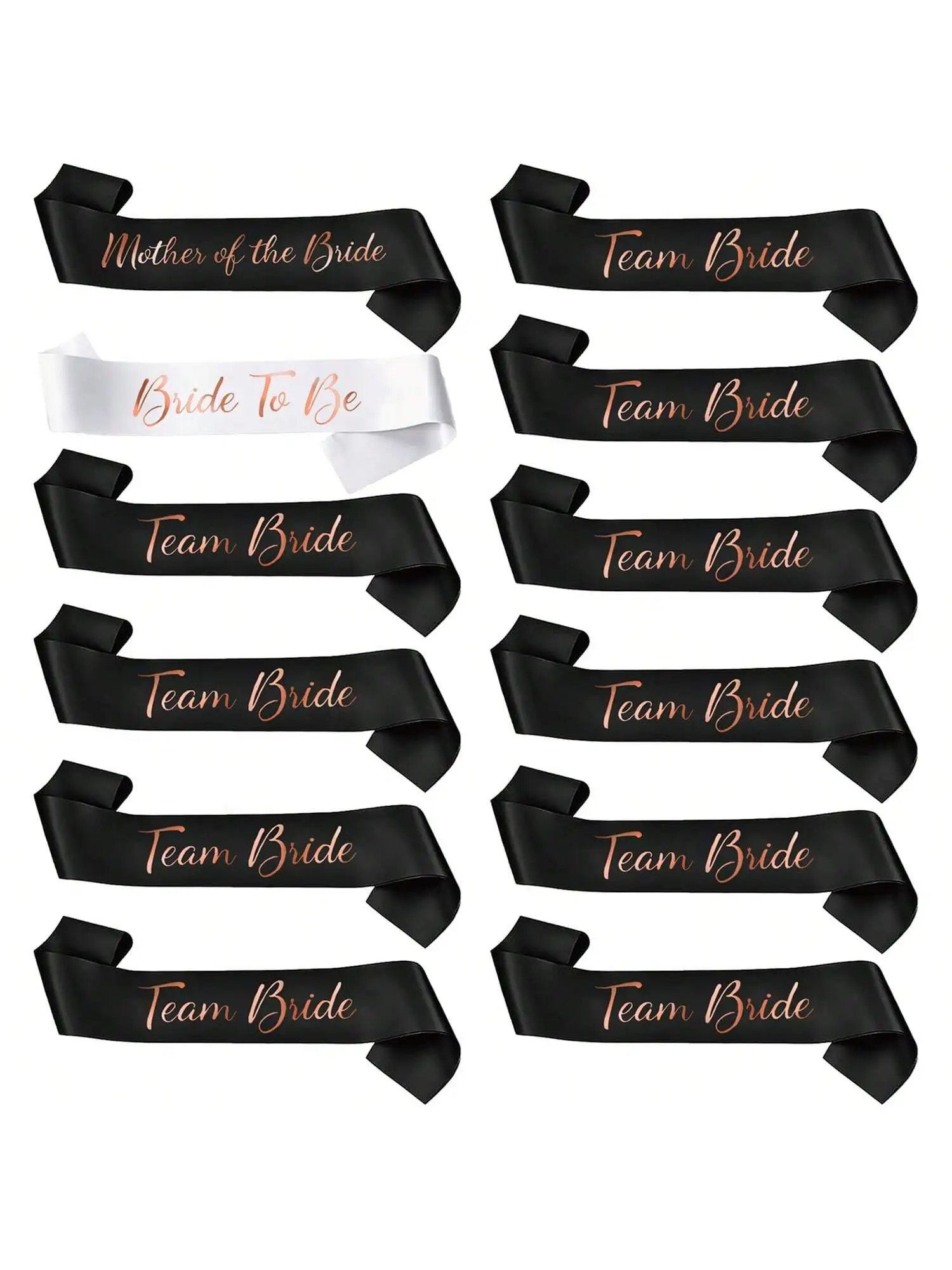 1/8/12PCS Elegant gold foil sash set for bachelorette party. Perfect for the bride, bridesmaids, and mother of the bride.