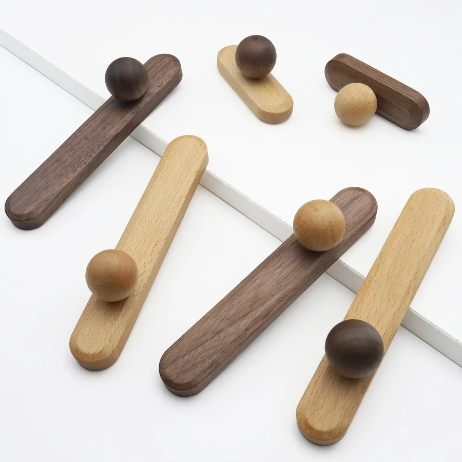 New Cabinet Handles Scandinavian Drawer Solid Wood Furniture Door Pulls Drawer Round Knobs Cabinet Wood Pulls Home Decoration