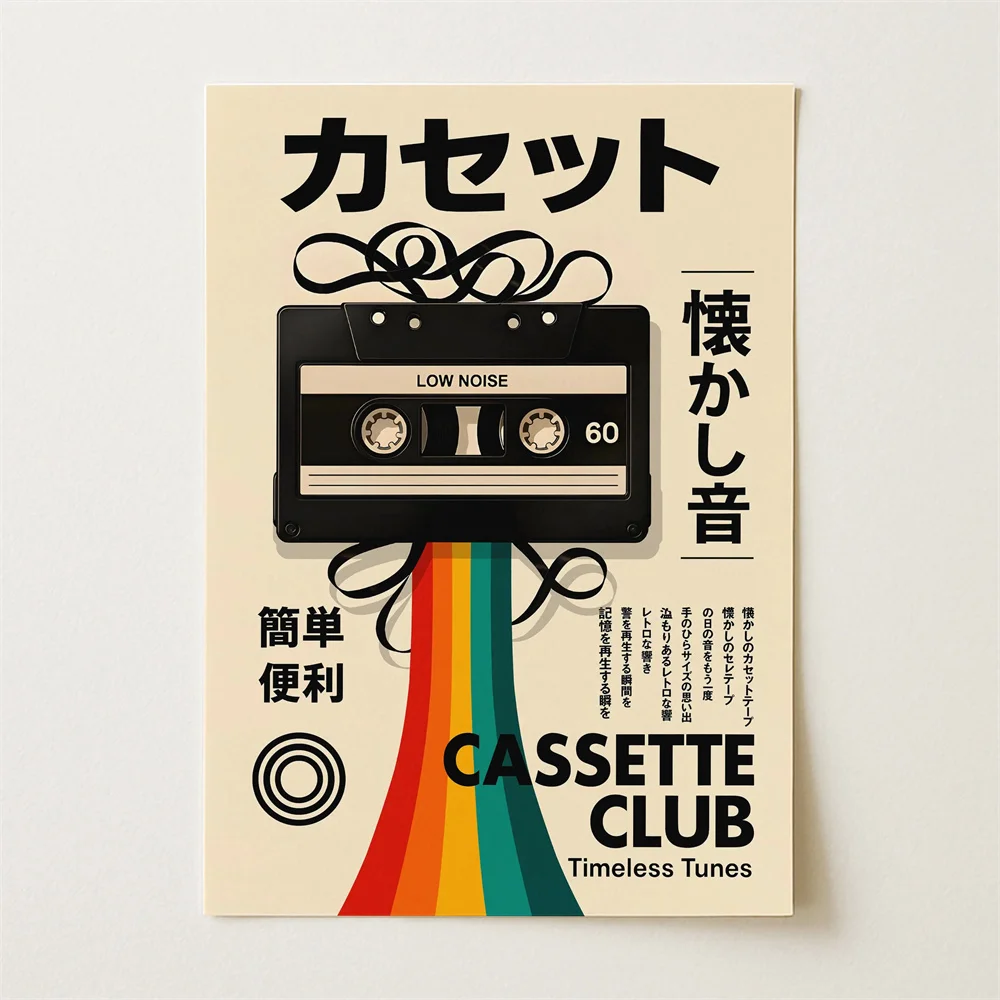 Retro Picture Camcorders, Cassette Tapes, Japanese Art Canvas Paintings and Murals for Home Room and Living Room Decoration