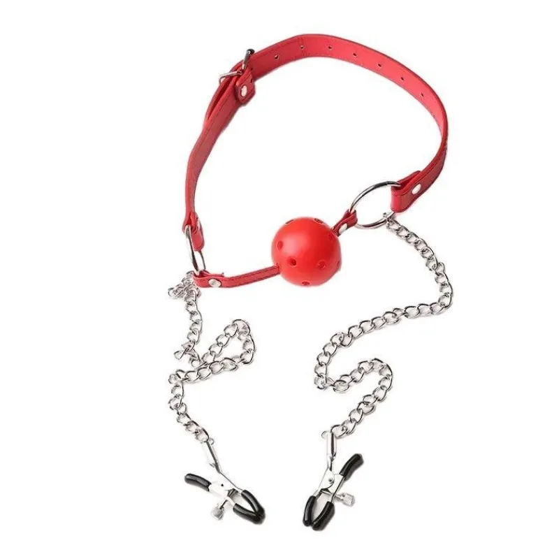 Кожаный кляп для рта с зажимами для сосков, игрушки для бондажа для женщин, сдержанность для ролевых игр, флирт, эротический фетиш, аксессуары, три стиля