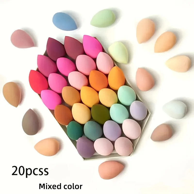 20 sztuk wielokolorowych gąbek do makijażu - hydrofilowe mokre/suchie blendery do kremu BB i podkładu w płynie |   Zestaw kosmetyków podróżnych