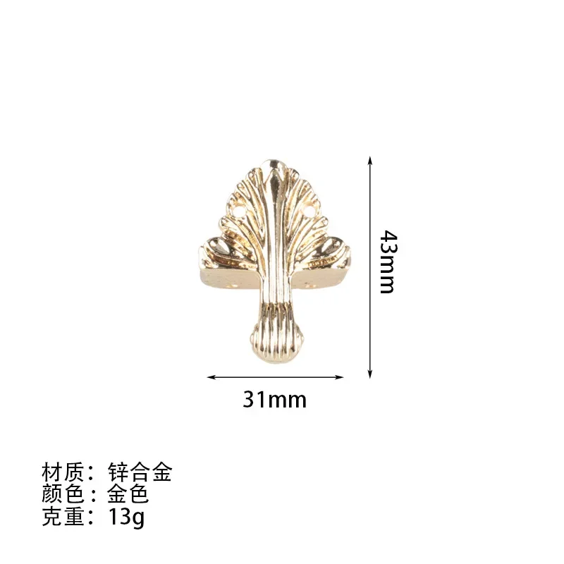 Imitation Gold Decorative Box With Bottom Legs Wooden Box Four Sided Bottom Legs Foot Protection Decoration