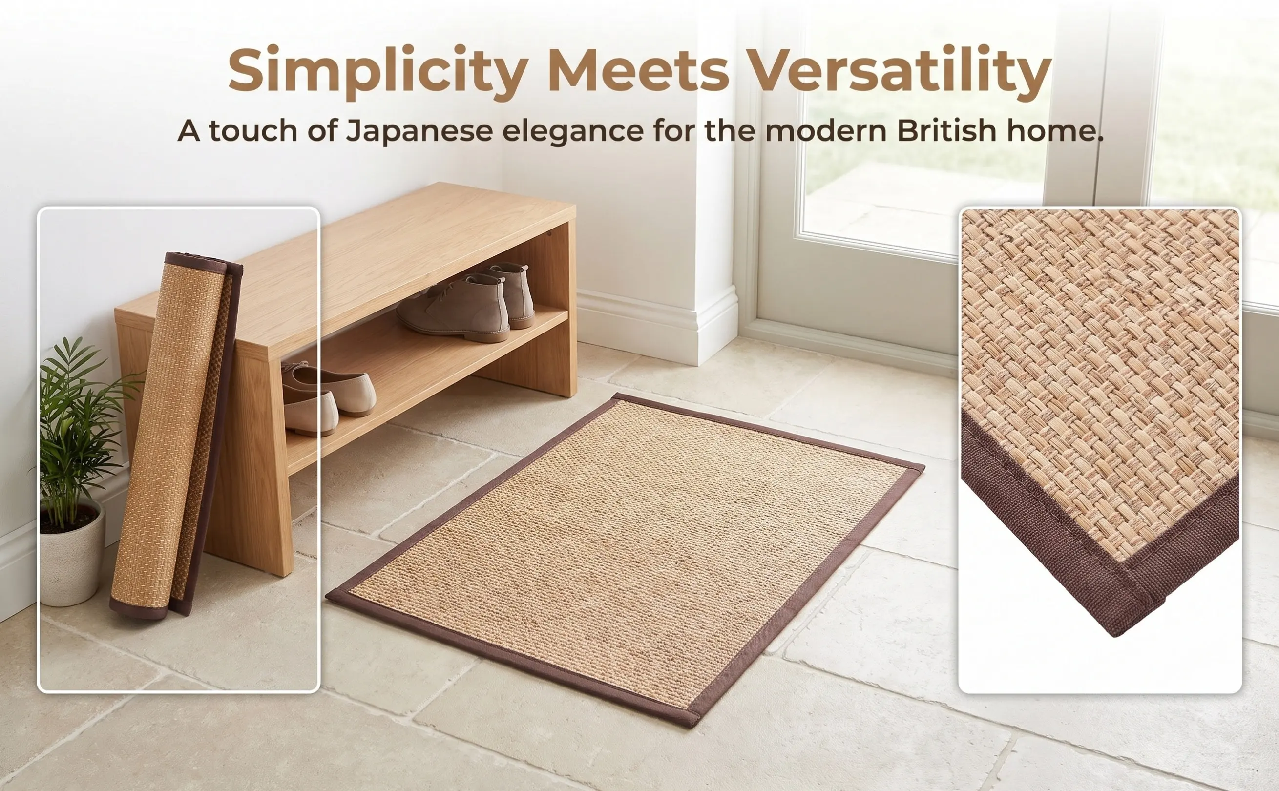 60x40cm Bamboo Floor Mat Woven Sitting Cushion for Floor Sitting Yoga Meditation Restaurant Home Office Playroom Balcony