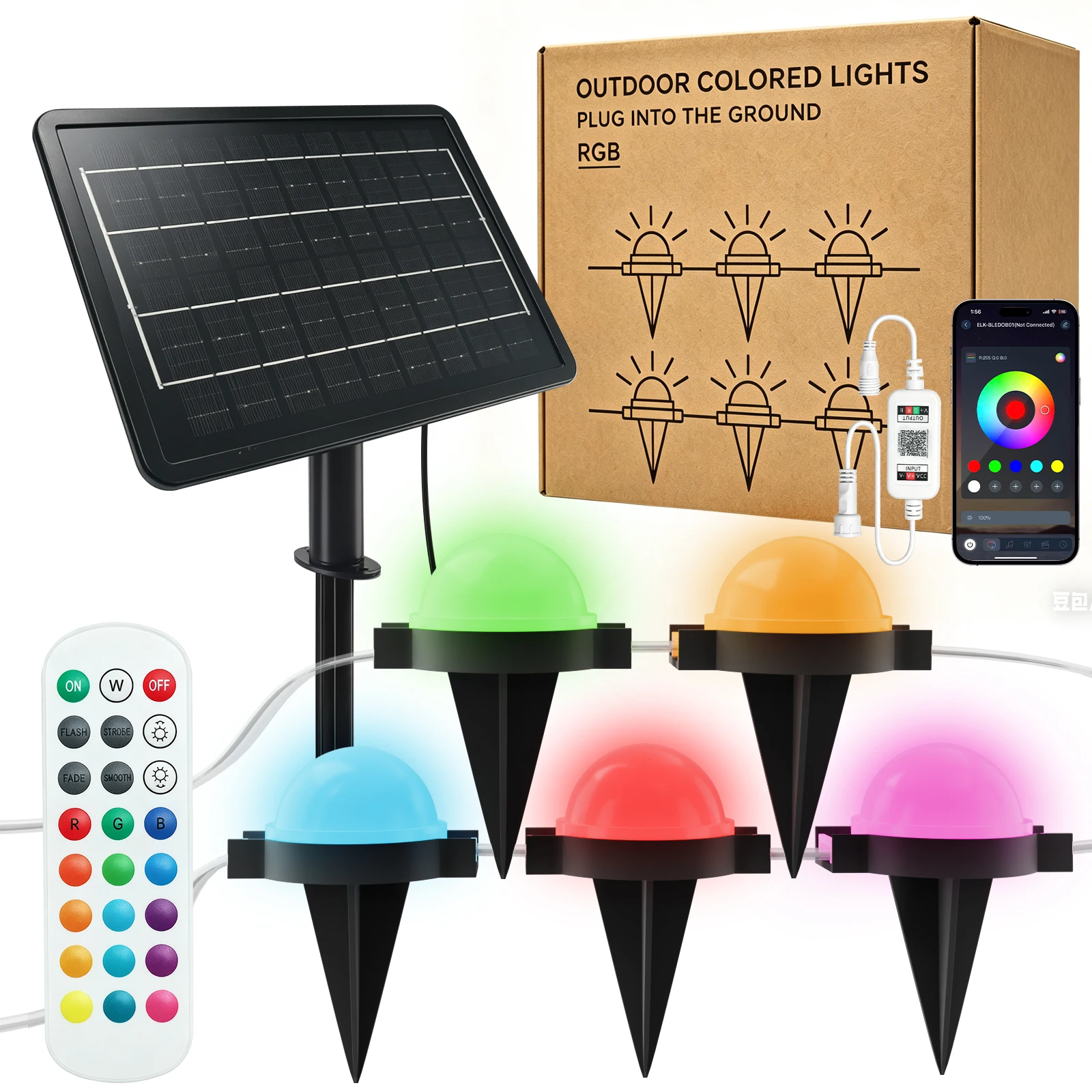 

24V RGB Solar Ground Plug Lights Bluetooth Music Stake Lamp Waterproof Lawn Ground Lamp Outdoor Yard Landscape Decor