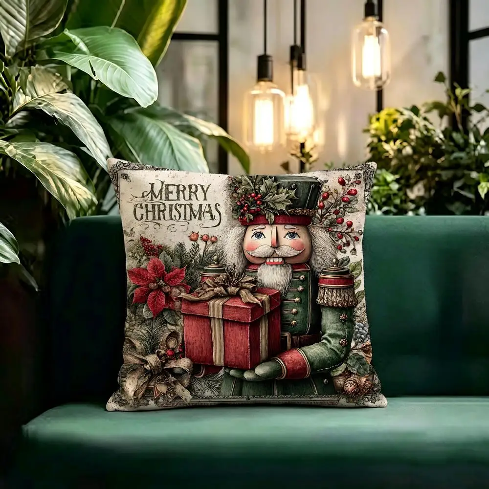 Surrounding area The Nutcracker Cushion Cover Linen Pillow Cover Invisible Zipper para Sofa Silla de Oficina