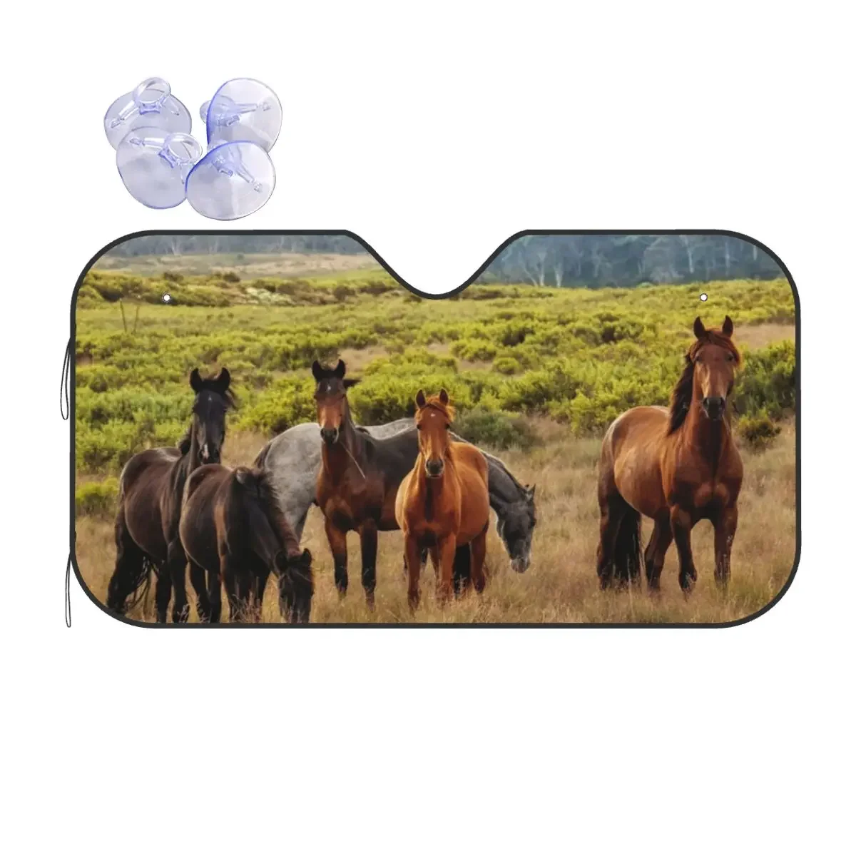 Horses Fold-up Sunshade Windscreen 70x130cm Nature Wild Animals Foils Car Window Windscreen Cover Accessories Covers