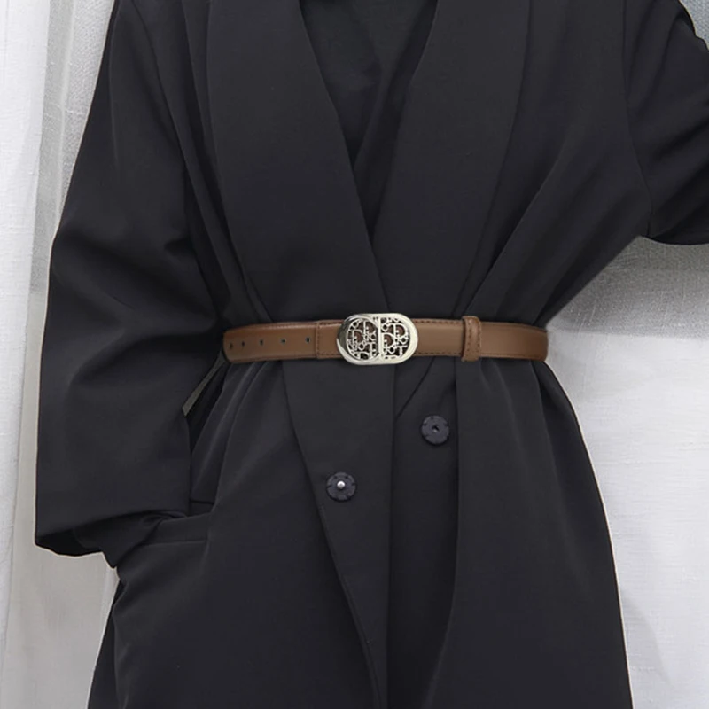 Fashionable Light Luxury High-end man Belt Metal Retro Letter Simple Design Trendy and Versatile Business Belt