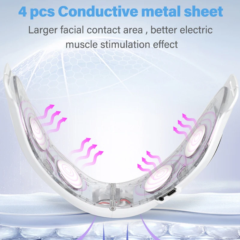 Masajeador facial en forma de V, dispositivo de belleza con modo de hidromasaje, Control remoto, fotones LED, instrumento de Estiramiento facial, eliminación de papada