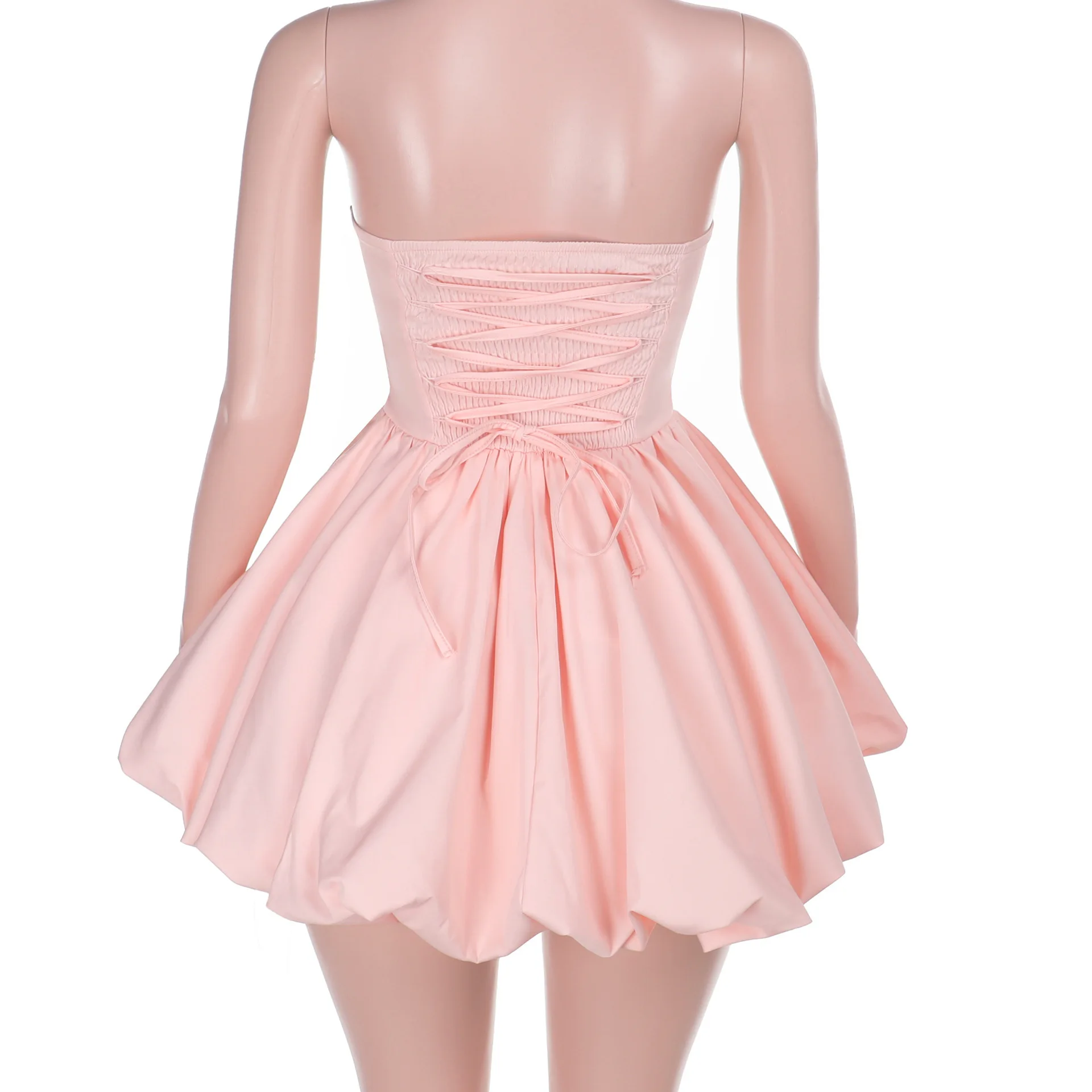 Elegant A Line Chest Hugging Dresses Spring Women Sleeveless Slash Neck Fold Mini Dress Summer High Waist Slim Big Swing Dress