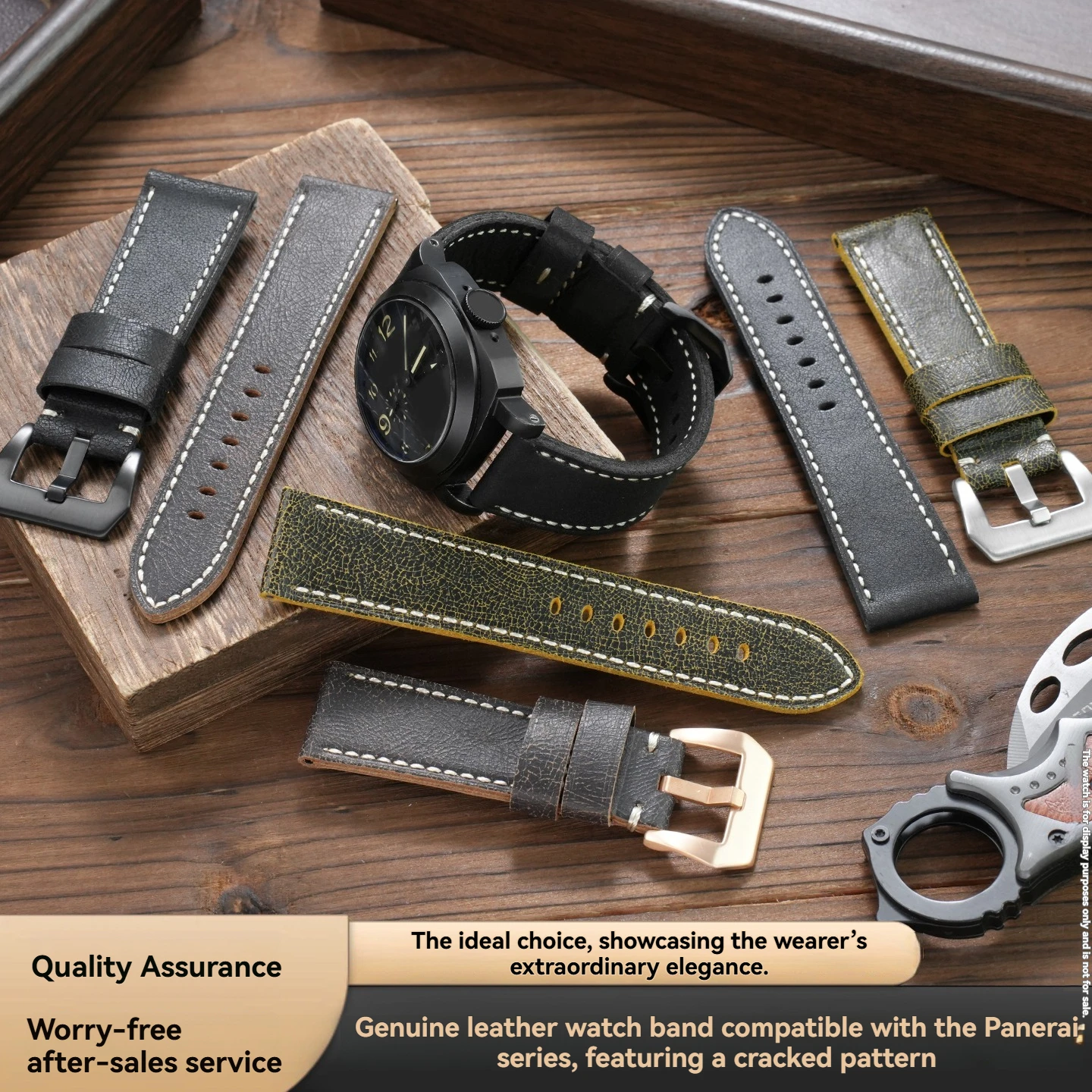 For Panerai Luminor Diver Series Genuine Leather Straps, 24mm and 26mm, Vintage Cracked-Leather, PAM111, PAM441, PA448, 312