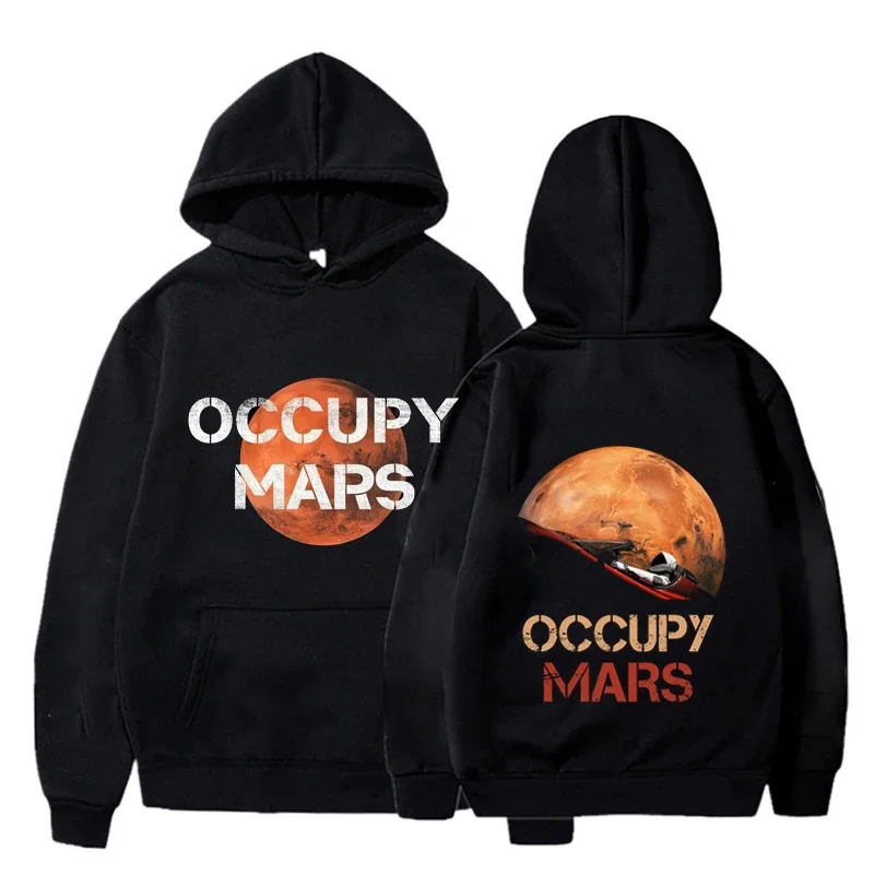 

cool Space X Hoodies Occupy Mars Hooded Pullover black Men Clothing for Women Tracksuit Sweatshirt