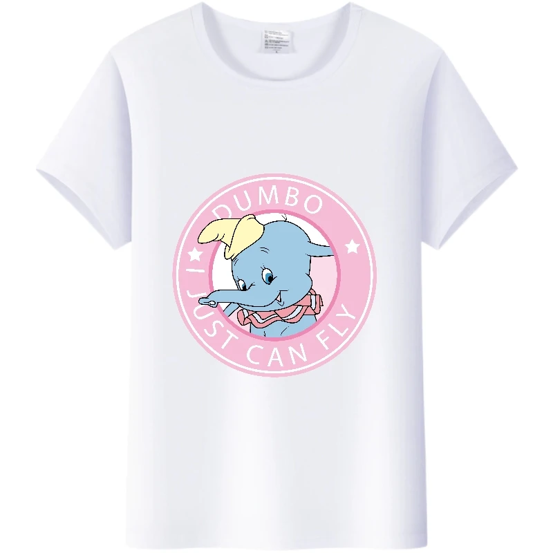 Cute Disney Cartoon Tees Dumbo Graphics Women 2024 Summer Tops Short Sleeve Hip Hop Men T-Shirts White Clothes 90S Girl Blouses