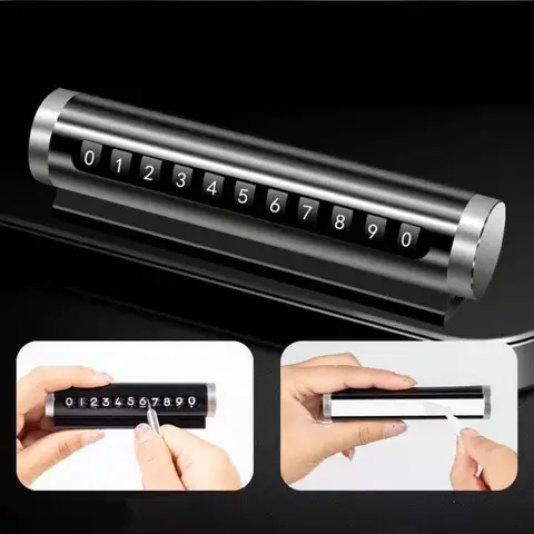 Car Temporary Parking Number Plate Black/Silver/Blue Aluminium Alloy Material Roller Adjustable Car Parking Plate Car Supplies 10 best sales car number - №1