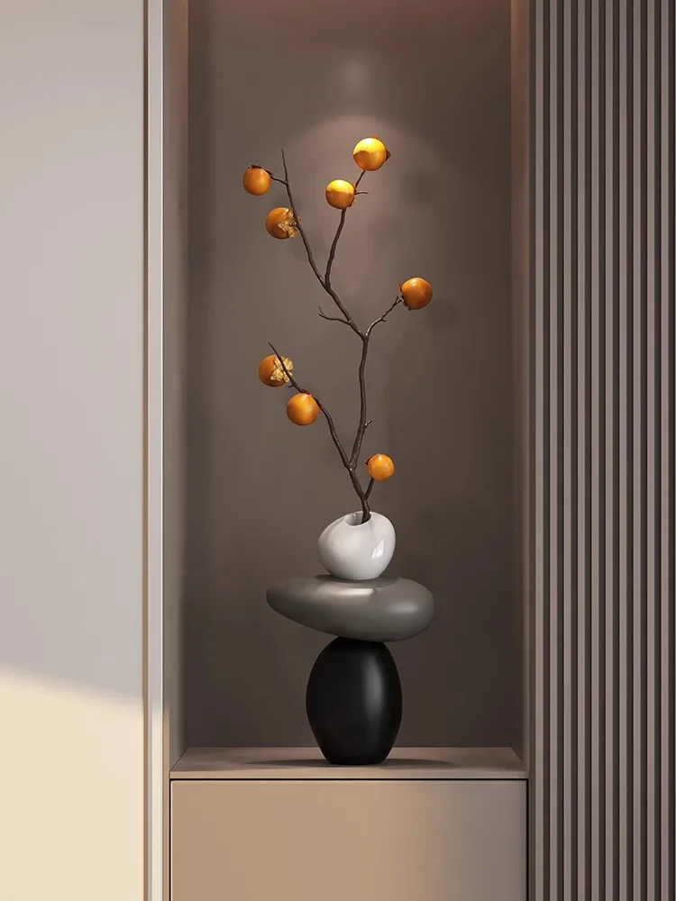 

Persimmon Ruyi Entry Entrance Ornament Living Room TV Cabinet Means Good Stone to Run Vase Niche Green Plant Decoration