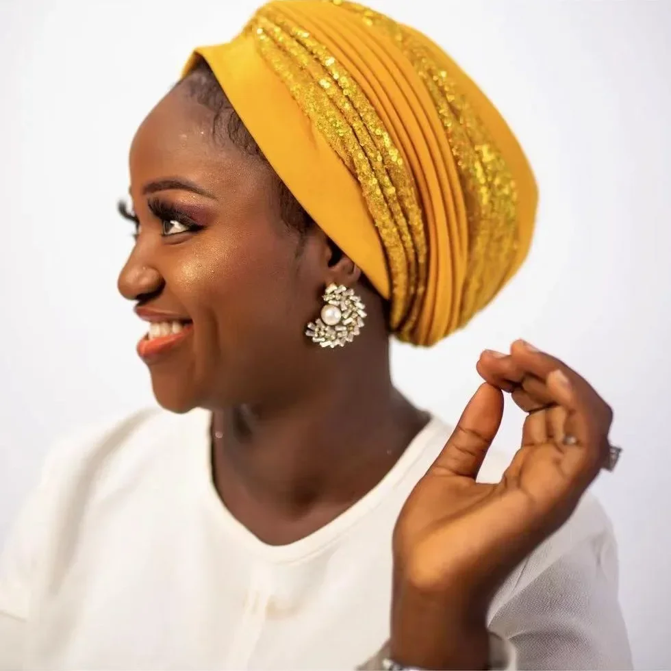 Women Head Wrap Muslim Headscarf Cap Indian Hat Ready Hijab Bonnet Turbante Mujer Sequins Turban Auto Gele African Headties 2025