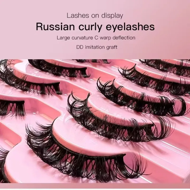 10 Pairs CD Curl Eyelashes Russian Natural Thick Eye Lashes Reusable Fake Lashes Strip Fluffy Makeup False Eyelash Extension