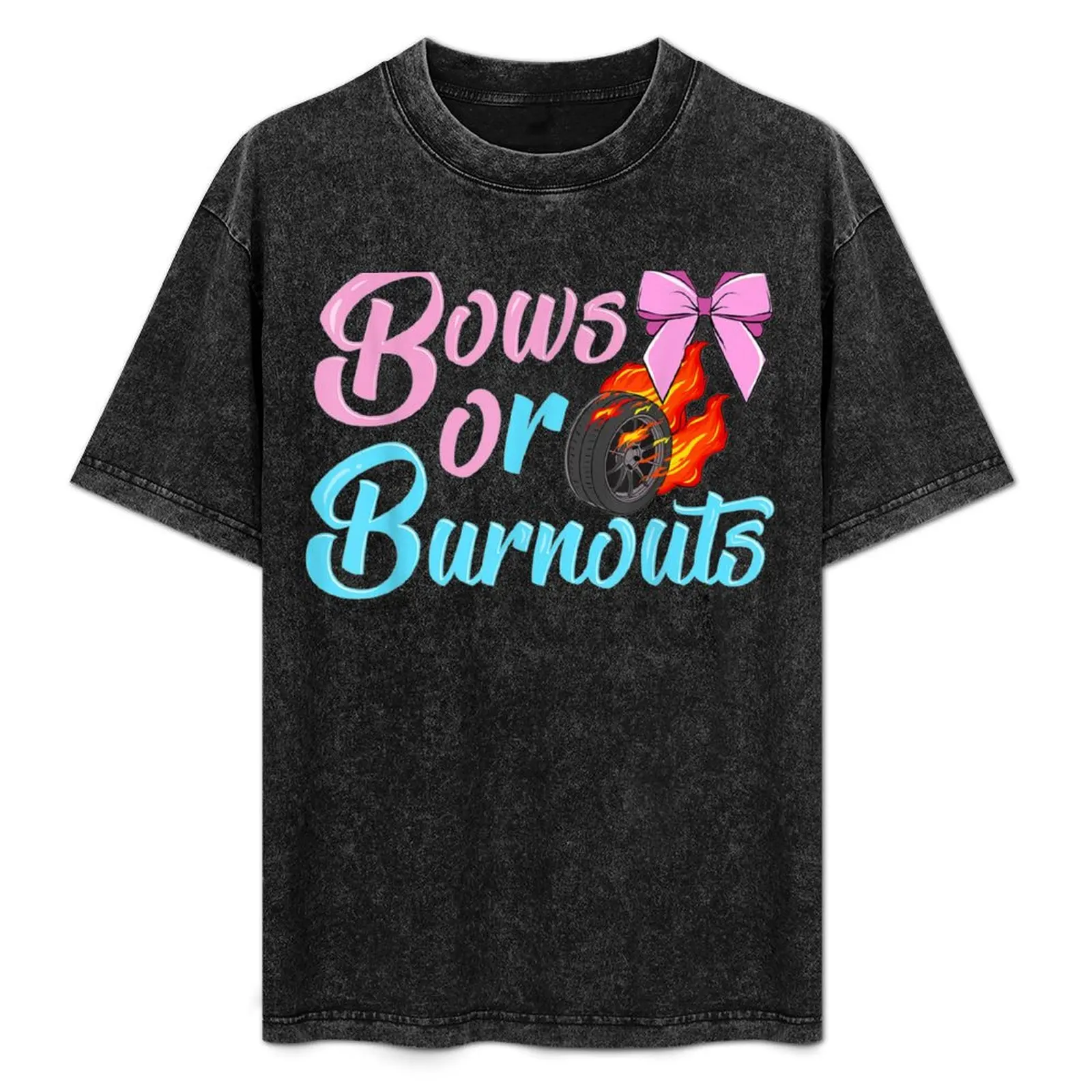 

Bows Or Burnouts Gender Reveal Party Idea For Mom Or Dad T-Shirt Abstract Pattern Print Top