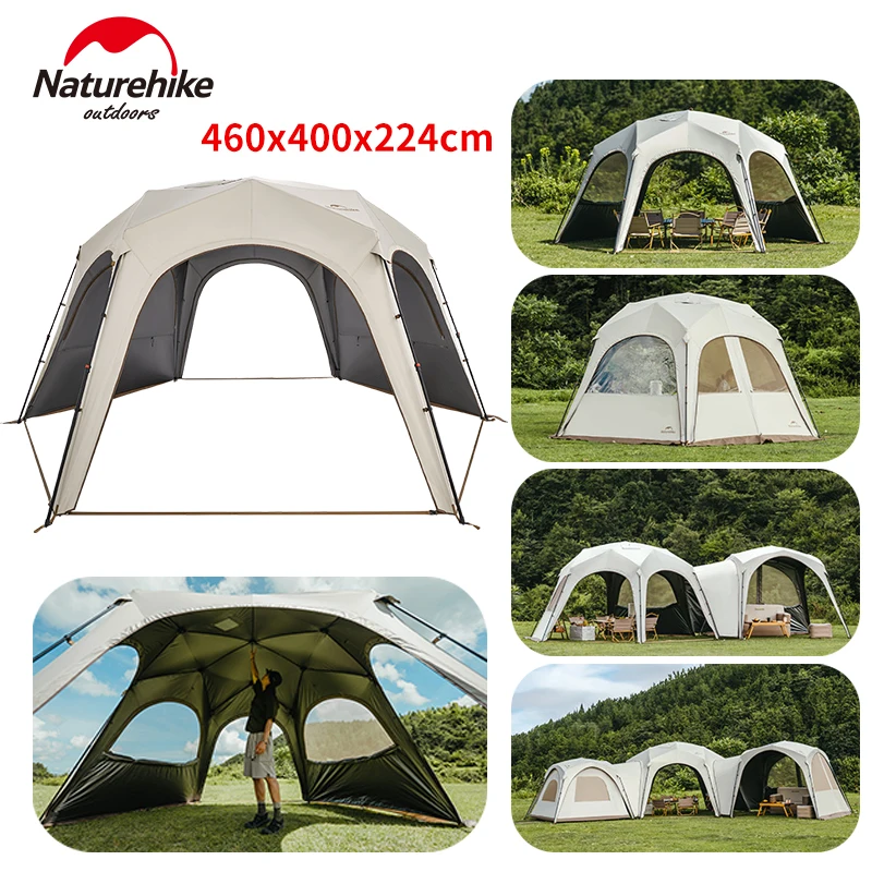 Naturehike Hexagonal Dome Tent Canopy Sunshade Waterproof Quick Setup Tent Outdoor Camping Travel Trip Tarp With Chimney Hole