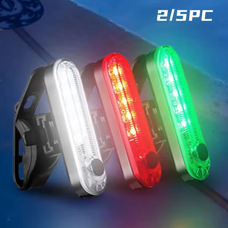 2/5 قطعة Bucklos الدراجة الجبهة الخلفية ضوء مجموعة Usb تهمة دراجة المصباح ضوء مقاوم للماء الجبلية الدراجات الضوء الخلفي Led أخضر أحمر أبيض