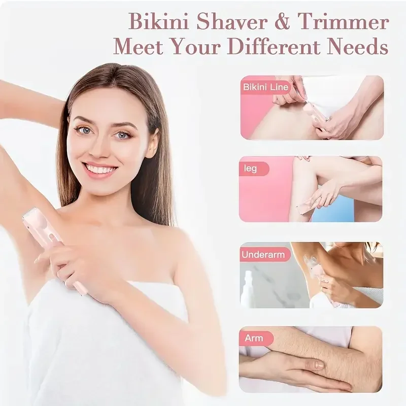 2-in-1 Woman Hair Removal Electric Razor Device Portable Hair Removal Knife Cordless Painless Body Groomer Bikini Trimmer