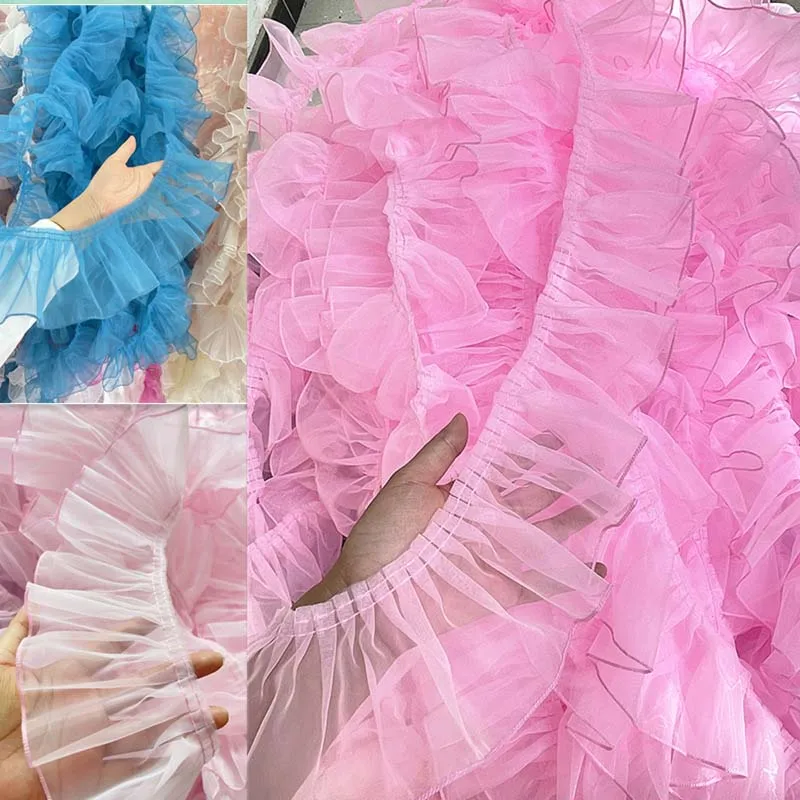 20yds-プリーツ縫製生地フリルレースリボントリム衣服ドレス-diy-クラフト用品裁縫アクセサリー-10-センチメートル幅