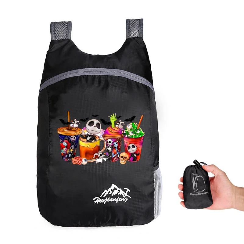 Disney The Nightmare Before Christmas Jack Sally Outdoor sport Travel Portable Folding Backpack Storage Bag Leisure Backpacks