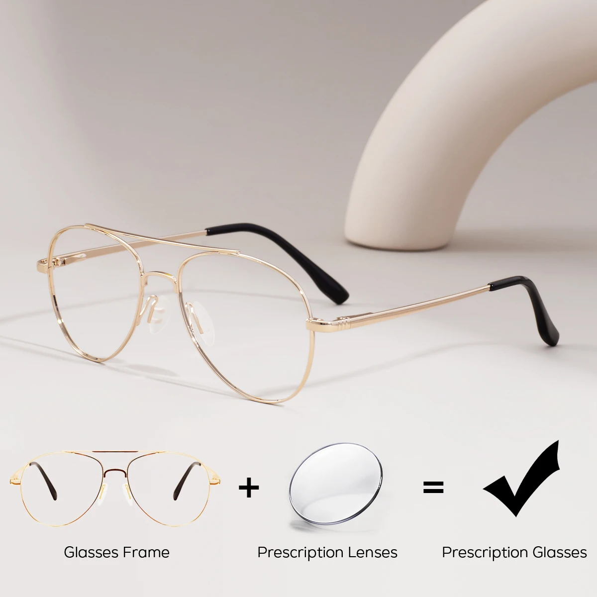 

Men Women Double Bridge Prescription Glasses Metal Retro Pilot Full Rim Spectacle Eyeglasses Reading Driving Eyewear Progressive