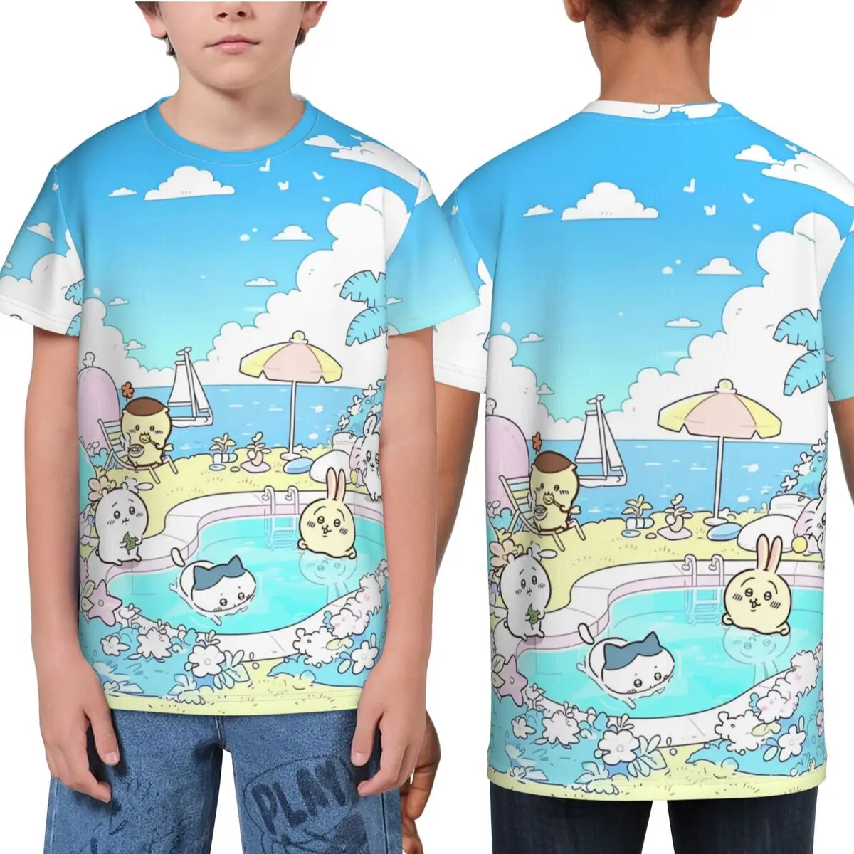 Soft Comfy T Shirt For Children Short Sleeve Chiikawa Brings Japanese Comic Characters T-Shirts Summer Tees O Neck Design Tops