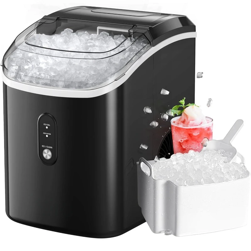 Nugget Ice Maker Countertop, Chewable Pellet Ice Machine with Self-Cleanin Function, 33lbs/24H Portable Ice Makers