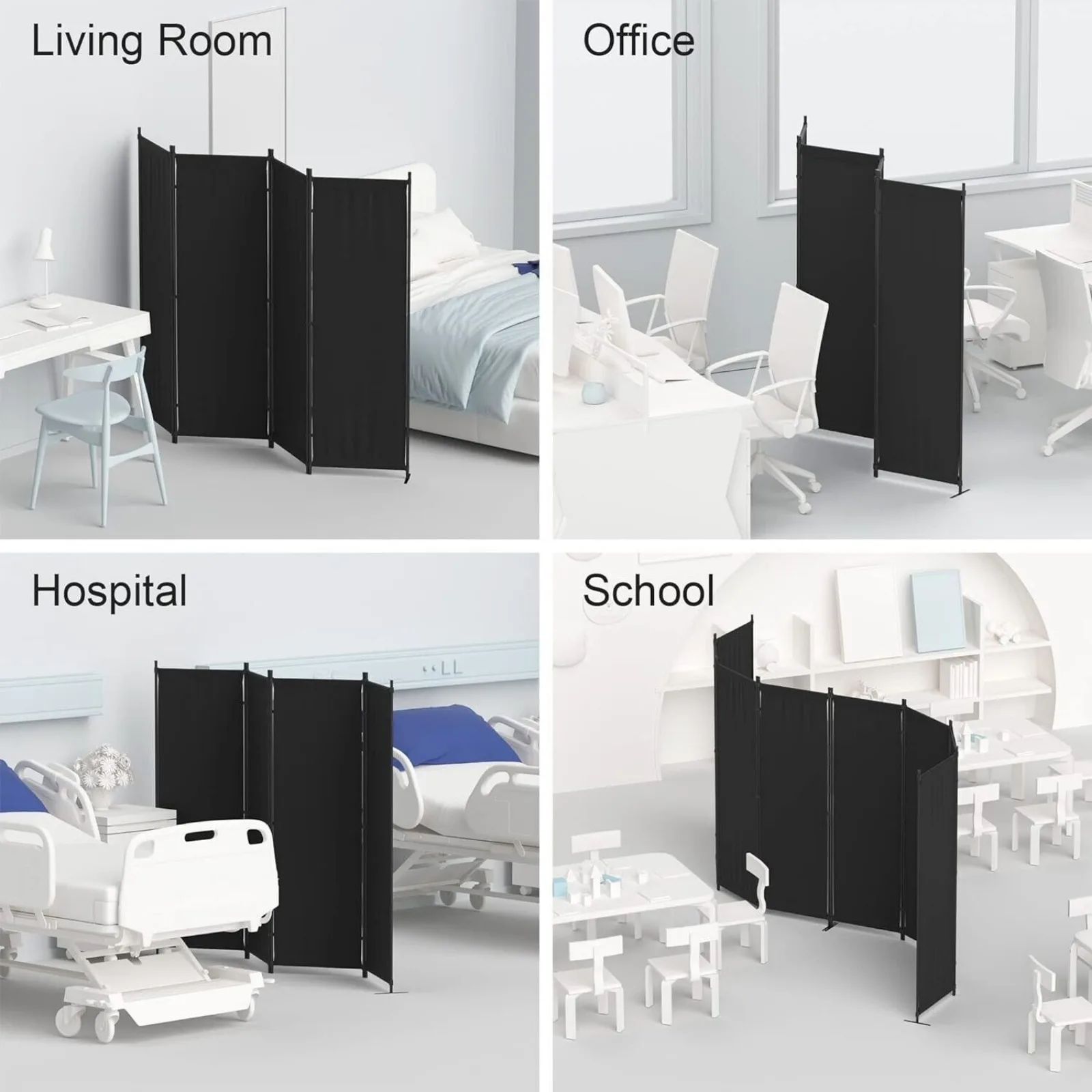 US 4 Panel Room Divider Folding Privacy Partition Screens Separation Home Office