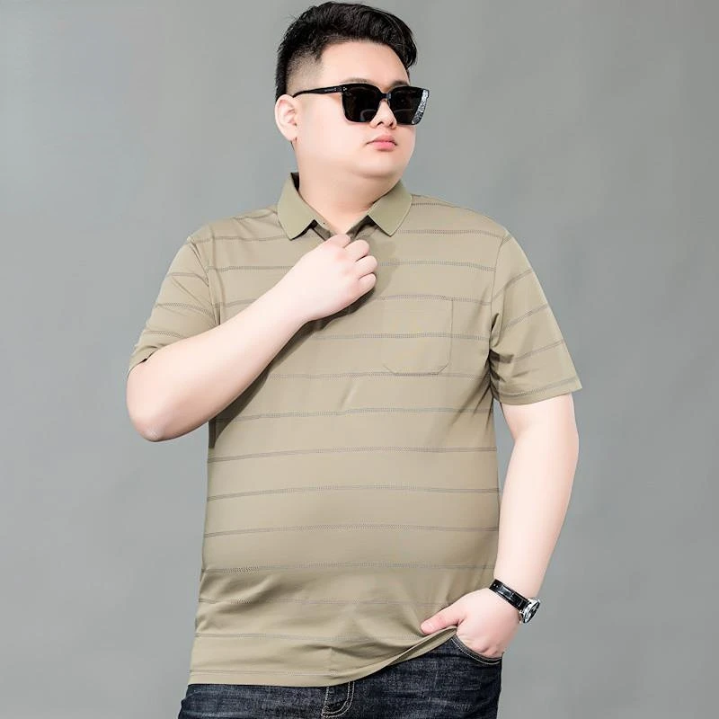 

2023 Men's Polo Shirt Big Size Male Summer Polo Shirts Short Sleeve Casual Fashion Striped Camisa Polos Masculina Plus Size Y74