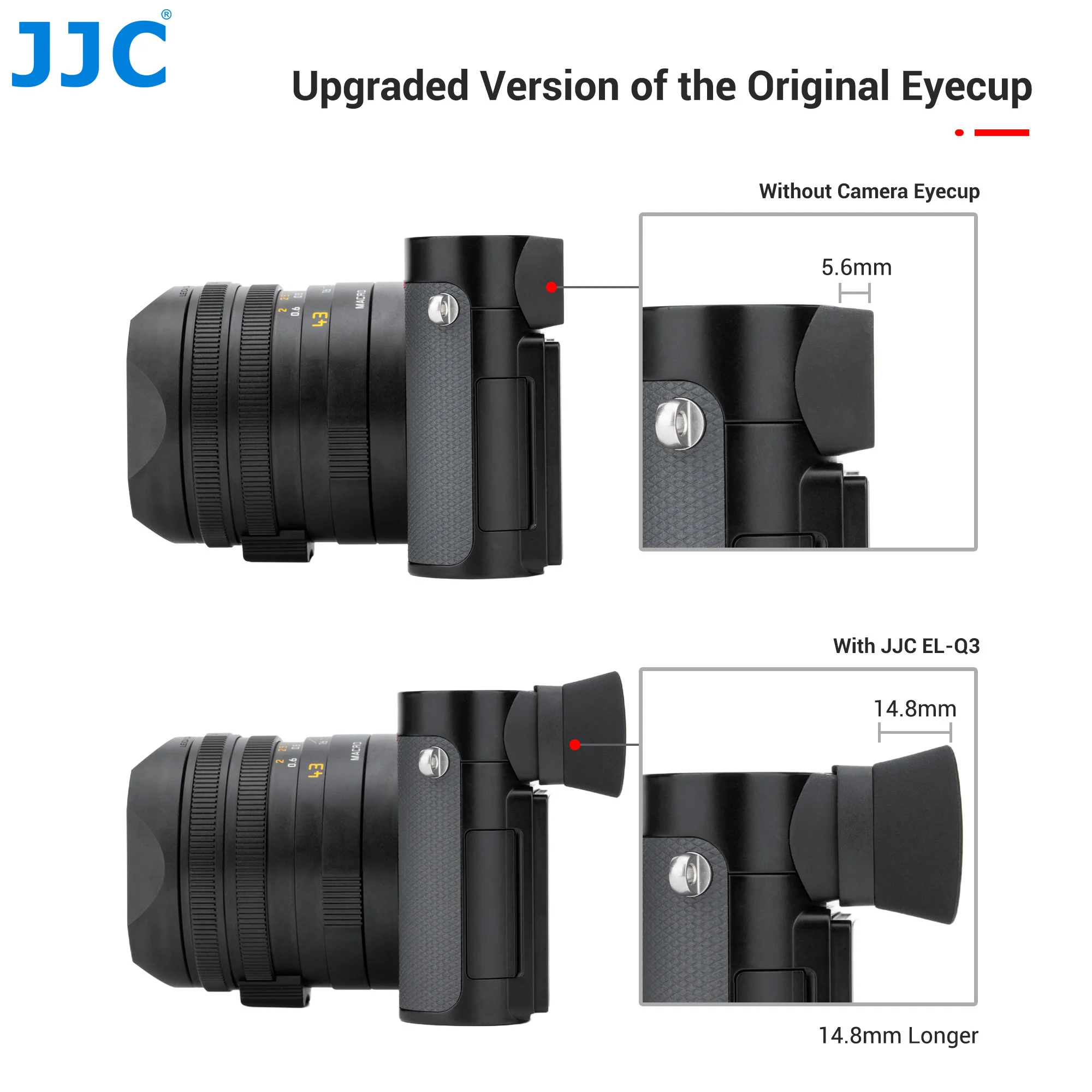 JJC Extended Widened Soft Silicon Camera Viewfinder Eyecup for Leica Q3 43 Q3 Eyepiece Eyeshade Protector Not Affect LCD Monitor