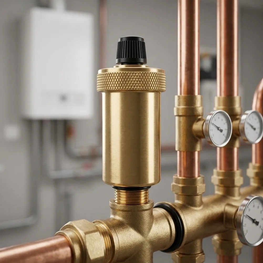 Copper Automatic Air Vent Valve for Solar Thermal Energy Systems Underfloor Heating Manifolds and Heat Exchanger Circuits