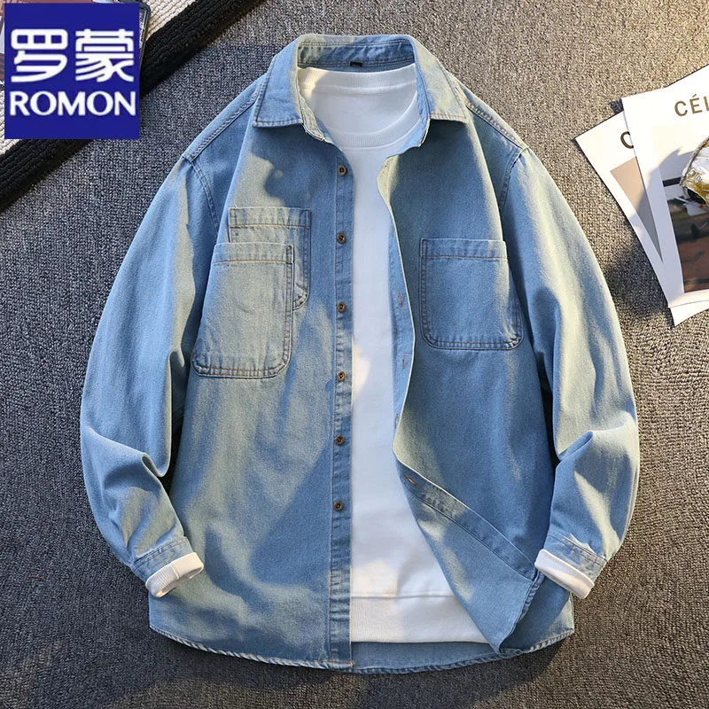 

Rn Loose Fit Long Sve Denim irt Thin Outerwear Casual American Vintage Sle Spring Autumn New Arrival for Youth