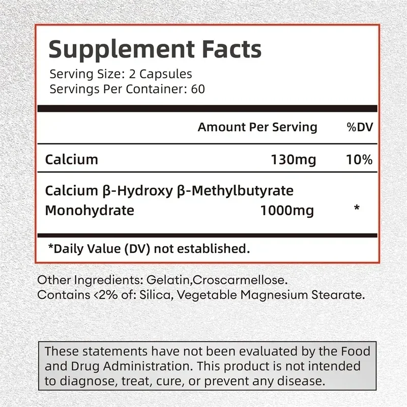 HMB 남성 에너지 부스터 - 근육 강화, 근육 성장 촉진 및 지구력 향상을 위한 아미노산 함유