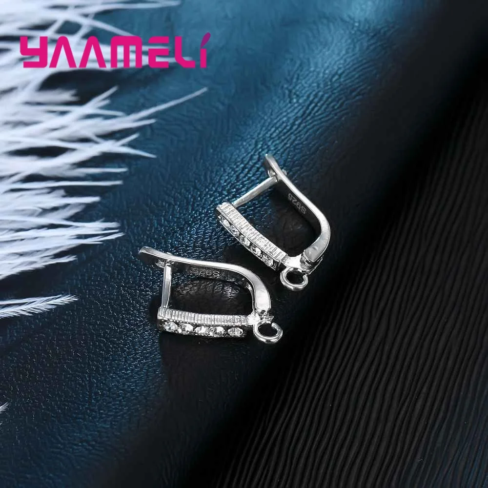 Wholesale 925 Sterling Silver Jewelry Part Charm Hoop Earring For Women Fine Components DIY Jewelry Connector Making