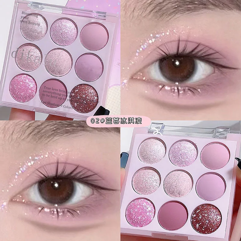 9 Colors Glitter Snowflake Eyeshadow Palette Dream Girl Pearly Eye Shadow Matte Matte Highlights Cool Tone Charming Eyes Makeup