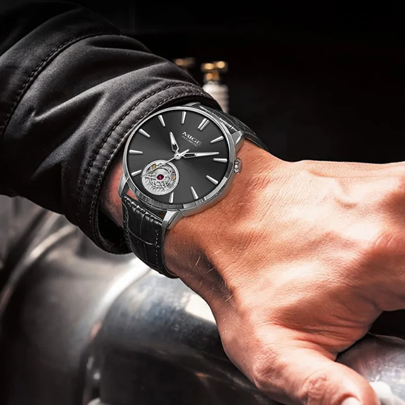 MIGE Men's Watches Mechanical Automatic Watch Waterproof Top Brand Diamond Luxury Luminous Calendar Wristwatch Stainless Stee