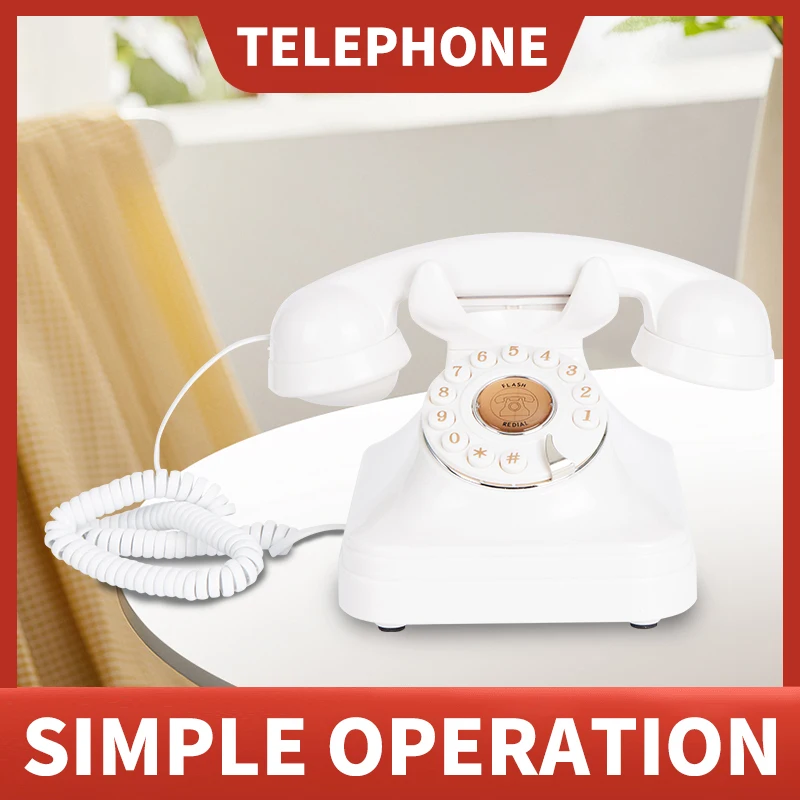 Retro plug-in landline, office and home decoration telephone, home fixed wired telephone, rural creativity nostalgia