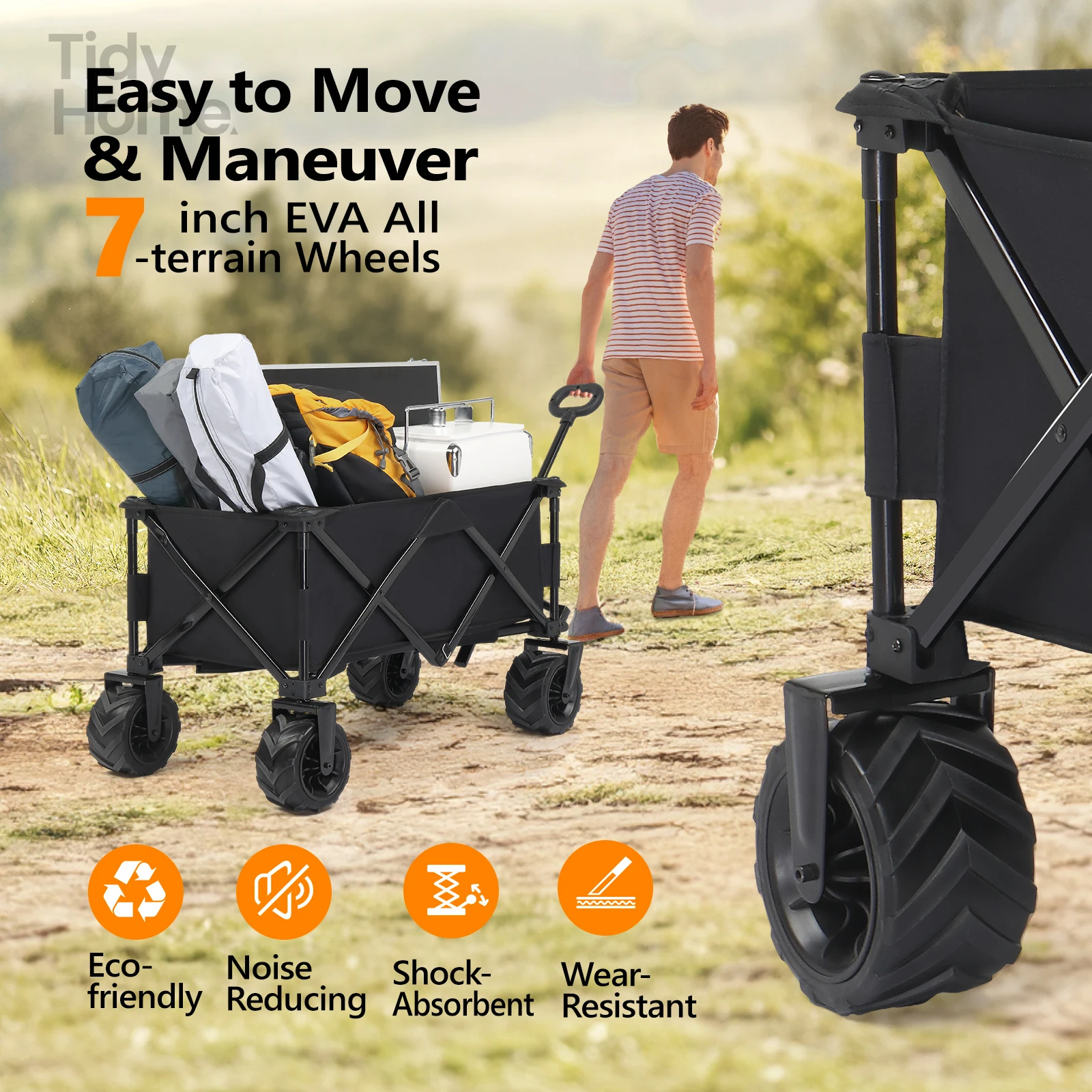 Outdoor Camping Cart Large Capacity Strong Load-bearing Capacity Portable Fast Folding Easy Storage Space Saving Home Camping