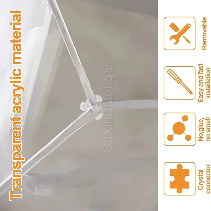 Cheap Wholesale 500PCS Clear Acrylic Corner Braces 6-Sides Cubes Fixed Block Joint Brackets+Screws