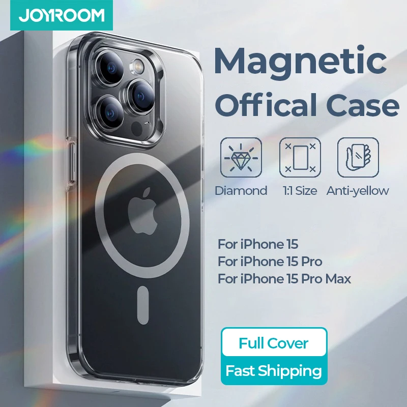 Joyroom Magnetic Transparent Case For iPhone 15 14 13 Pro Max Case For Magsafe Wireless Charge Shockproof Cover Anti-fall