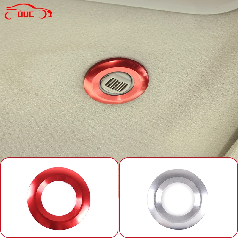 Aluminum Alloy Silver/Red Car Roof Microphone Cover Trim Stickers For Hummer H2 H3 2003-2007 Auto Styling  Interior Accessories