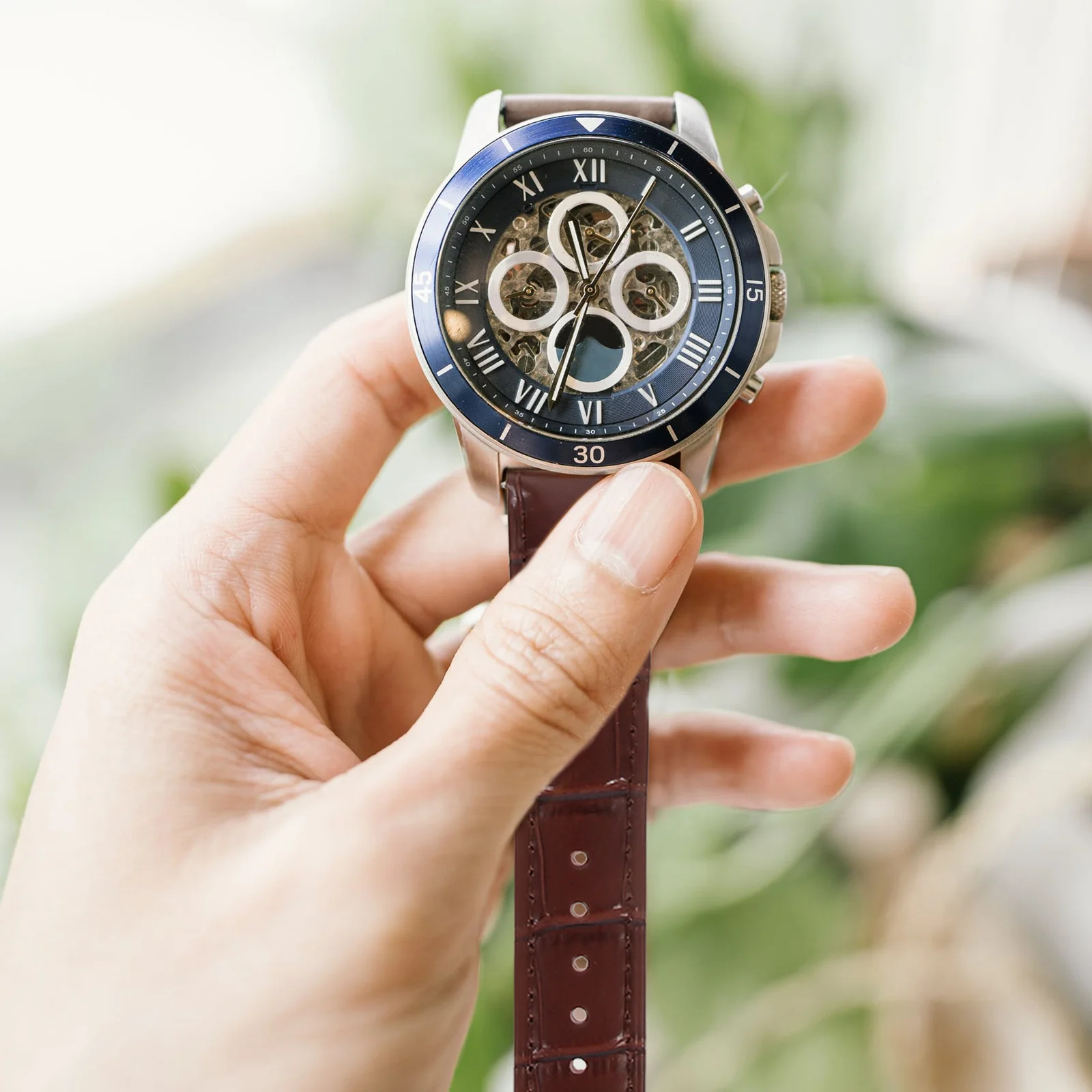 브라운 패턴 시계 스트랩 소가죽 스타일리시 퀵 릴리즈 교체 밴드 비즈니스 캐주얼 정장용