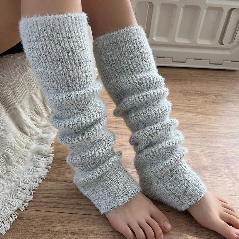 Korea Women Wool Knitted Knee High Socks Leg Warmers Leggings Socks Leg Warmers Winter Thickened Calf Socks Harajuku Boot Covers