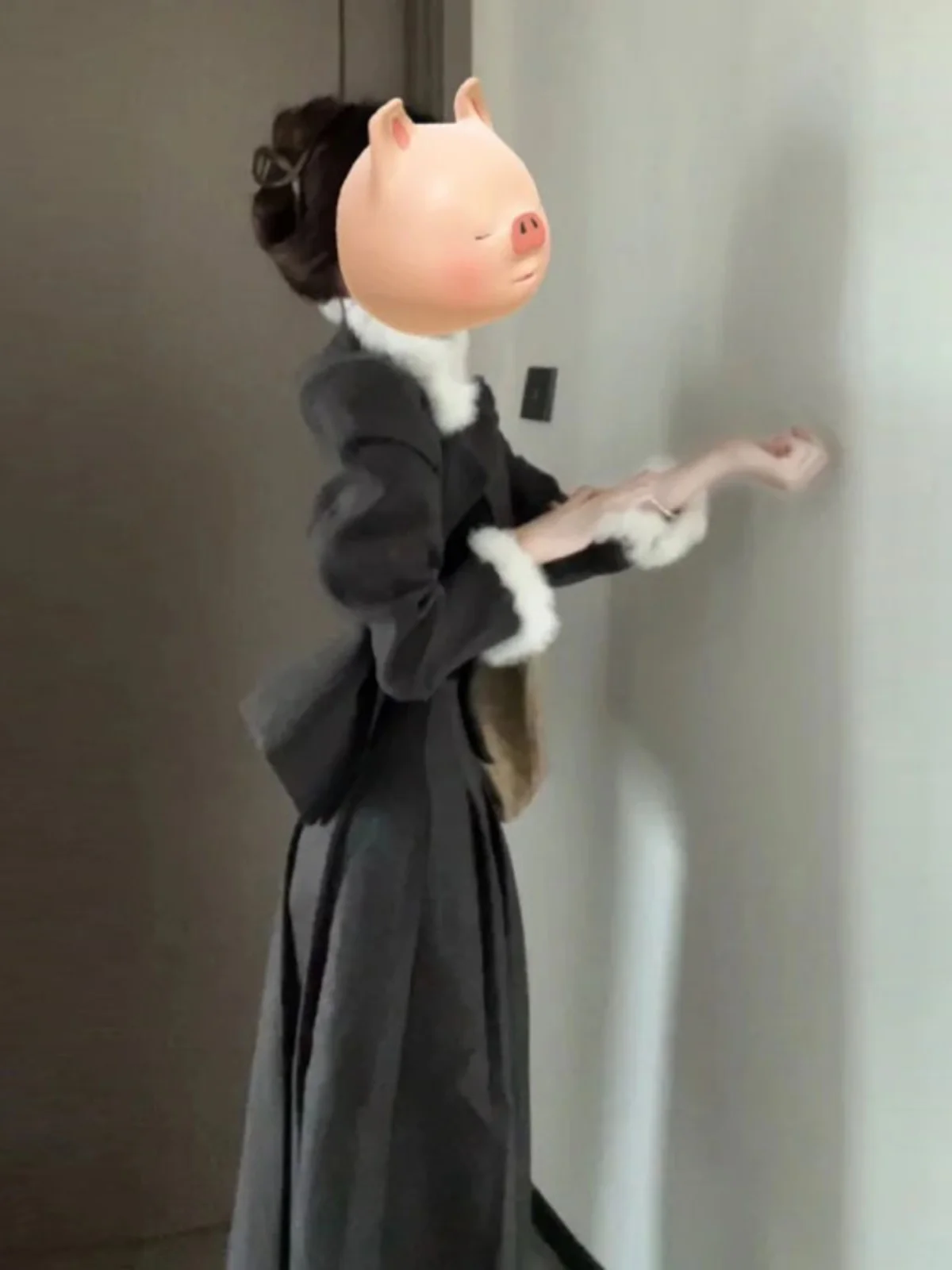 

Korean Sle Faion Set High-End Feelings Super Beautiful Fur Collar Coat f Skirt Two-Piece Set ort Sve Long Sve