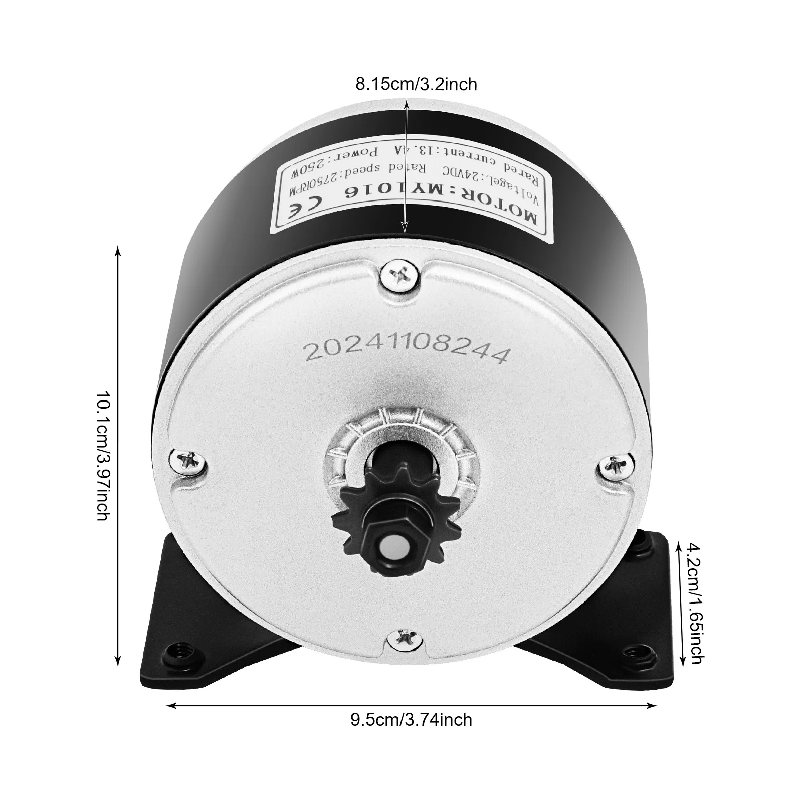 Electric Motor, 250W 24V Brush MY1016 Motor Reversible Motor 2750RPM DIY for Mini Bike Quad DIY Scooter E Bike Go-Kart Razor