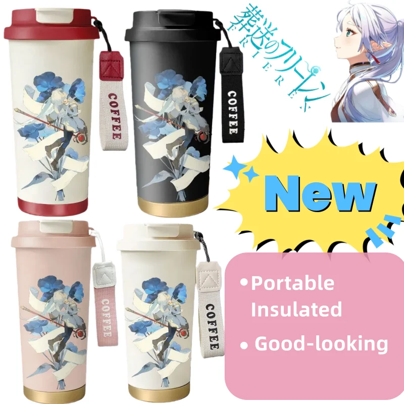 

Frieren: Beyond Journey's End new anime cartoon insulated cup with straw, stylish large-capacity portable dual-use coffee cup
