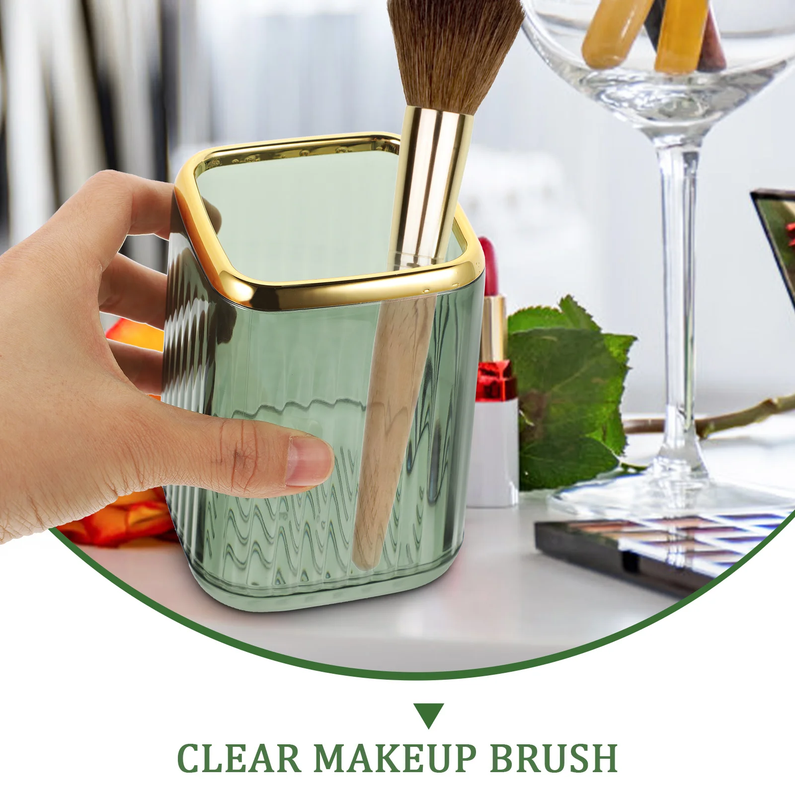 ที่ใส่แปรงแต่งหน้าแบบใส ที่เก็บดินสอ ปากกา ที่วางแปรงบนโต๊ะ ที่เก็บของบนโต๊ะเครื่องแป้ง