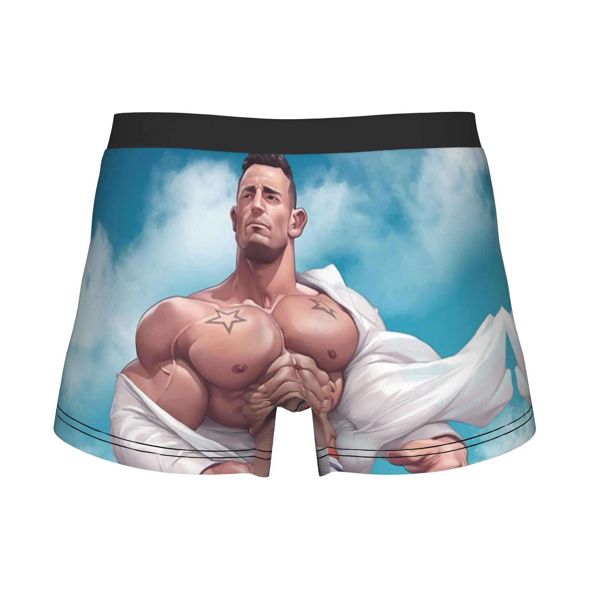 Male Funny Handsome Sexy Hunk Nude Male Gay Art Underwear Muscled Man Pride Boxer Briefs Breathable Shorts Panties Underpants